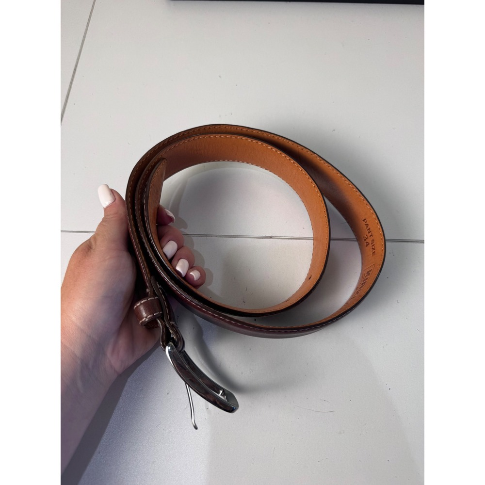 Italian Full Grain Leather Belt Men Size 34 Brown Casual